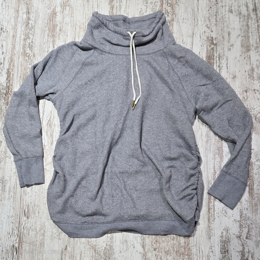 Cozy Gray Cowl Neck Maternity Sweatshirt